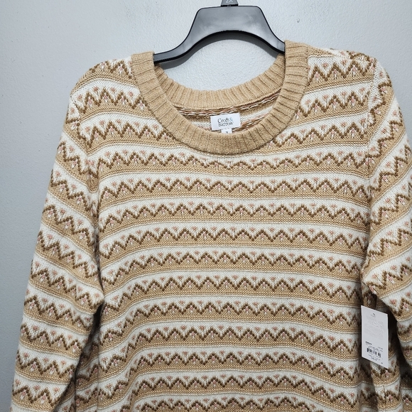 Croft and barrow women's extra cozy sweater size 2X tan and cream crew n… - Picture 2 of 9